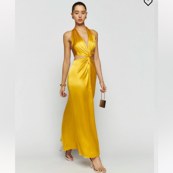 Reformation Nerida silk dress turmeric - Picture 3 of 12